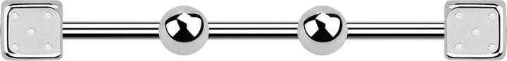Star Piercing Barbell silber zwei Kugeln mit zwei Würfel (ohne Messing, Chirurgenstahl 316L)