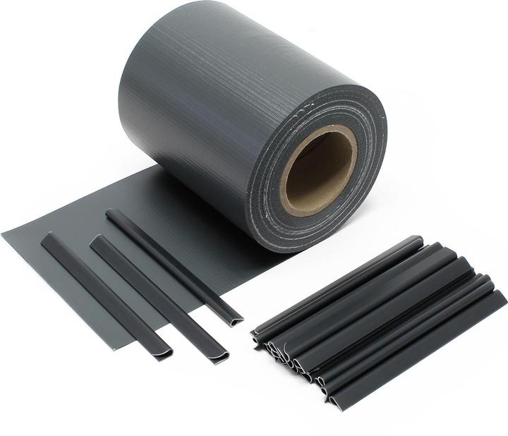 Wiltec Garden Fence Roll, anthracite, 35mx19cm, PVC 450g/m², 20 Clips Garden Fence Roll (3500 cm)