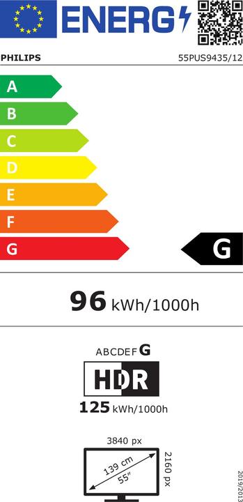 Etichetta energetica Philips 55PUS9435/12 (55", LED, 4K)