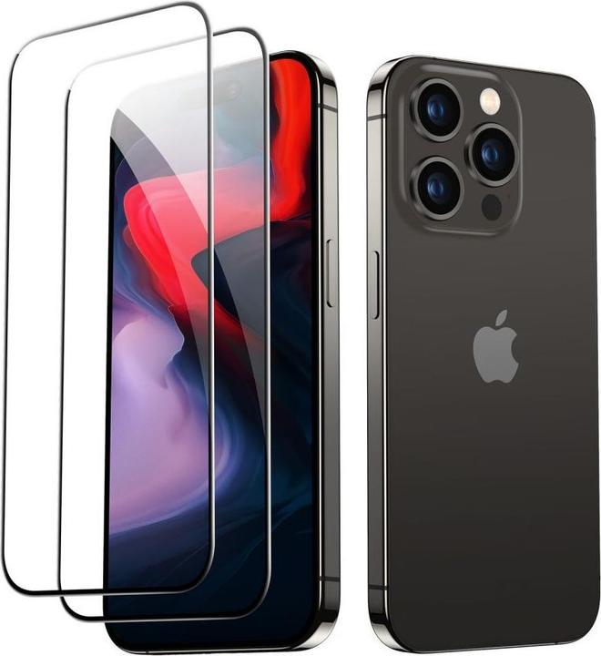 Productafbeelding ESR Getemperd Glas 2-Pack Iphone 15 Pro Zwart (2 Stuk, Apple iPhone 15 Pro)
