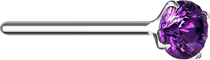 Star Piercing Nasenstecker biegen silber runder Kristall violett gefasst (ohne Messing, 925 Sterlingsilber)