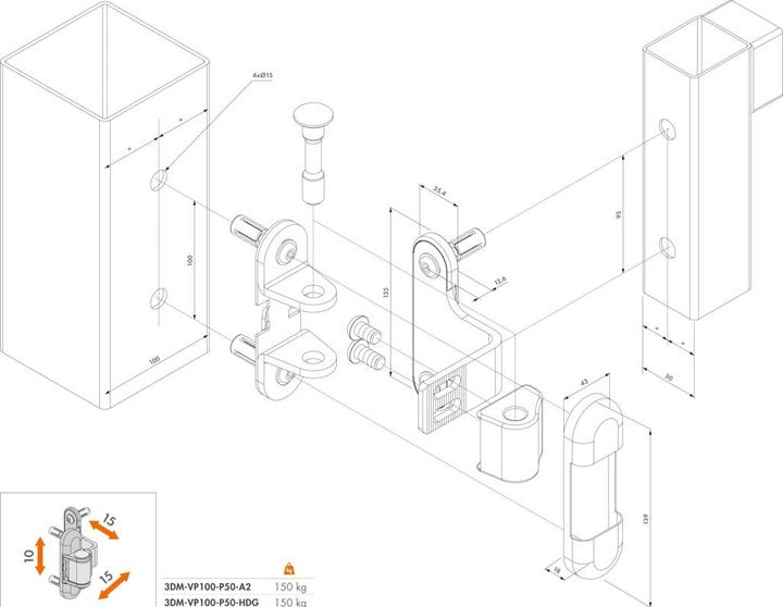 Produktbild Locinox Torband 3DM-VP100-P50-A2 (Lochbandeisen, 2 Stk.)