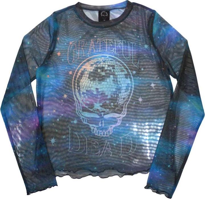 Actual product image Grateful Dead Womens/Ladies Stealy Glitter Ball Mesh Long-Sleeved Crop Top (XL)