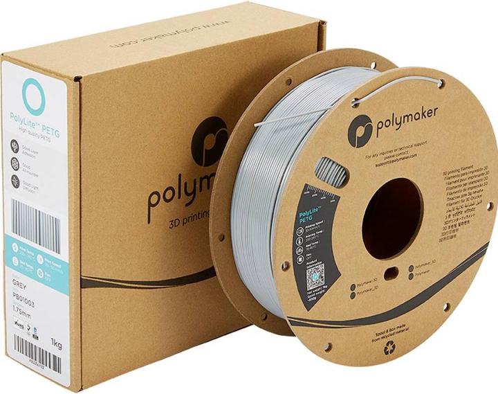 Actual product image Polymaker PolyLite PETG V2 - Grey - 1.75mm (PETG, 1.75 mm, 1000 g, Grey)