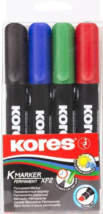 Produktbild Kores Permanent Marker, Keilspitze (Mehrfarbig, 3 mm, 4 x)