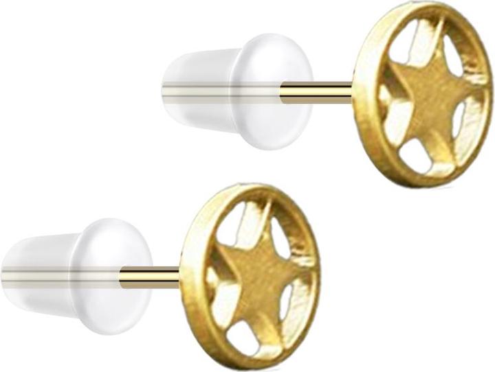 Star Piercing Ohrstecker vergoldet Stern (ohne Messing, Chirurgenstahl 316L)