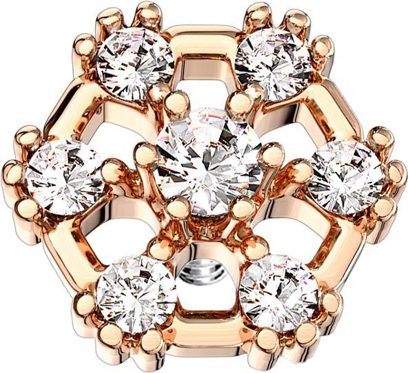 Immagine prodotto Star Piercing Dermal Anchor esagono in oro rosa con cristallo (Acciaio chirurgico 316L, Ottone)