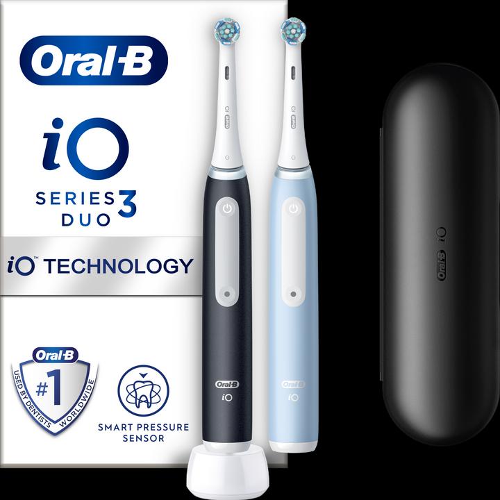 Productafbeelding Oral-B iO serie 3 matzwart/ijsblauw Duo editie (Oscillerende tandenborstel)