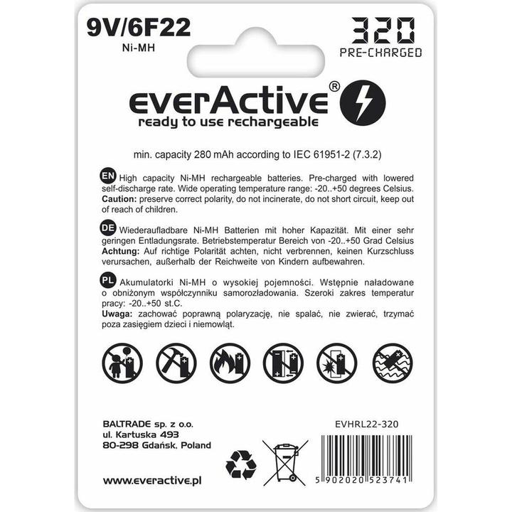 Energie-Label Everactive Professional Line (1 Stk., 9V Block, 280 mAh)