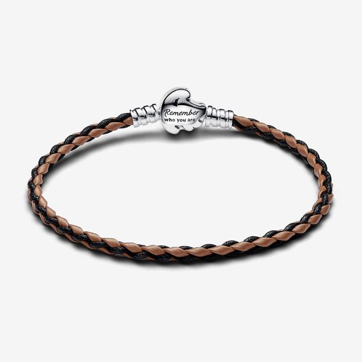 Immagine prodotto Pandora Bracciale in pelle intrecciata Disney Il Re Leone Clasp Moments (17.50 cm, Argento, Cuoio)