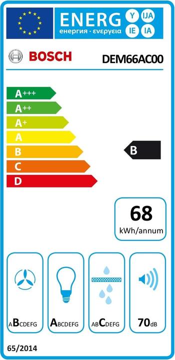 Label énergétique Bosch Hausgeräte DEM66AC00 (Hotte à tiroir)