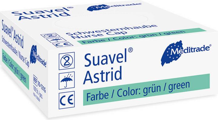 Actual product image Meditrade unisex beret caps Suavel® Astrid white size L 100 pcs.