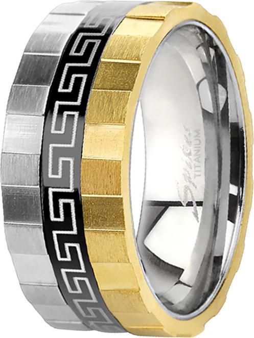 Star Piercing Ring silber gerillt mit Labyrinth