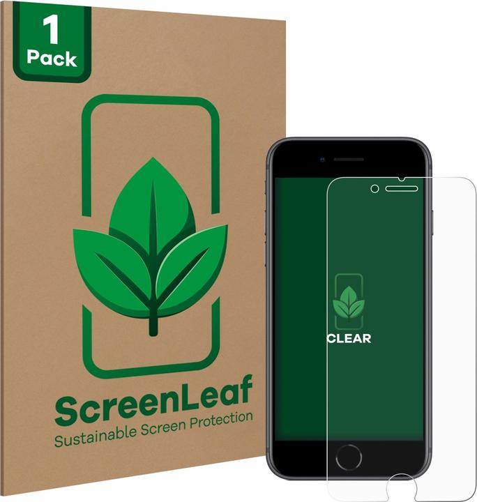 ScreenLeaf Schutzfolie nachhaltiger Displayschutz Displayschutzfolie Folie Klar Transparent (1 Stück, Apple iPhone 8)