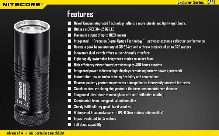 Immagine prodotto Nitecore Ea41 (11.70 cm, 1020 lm)