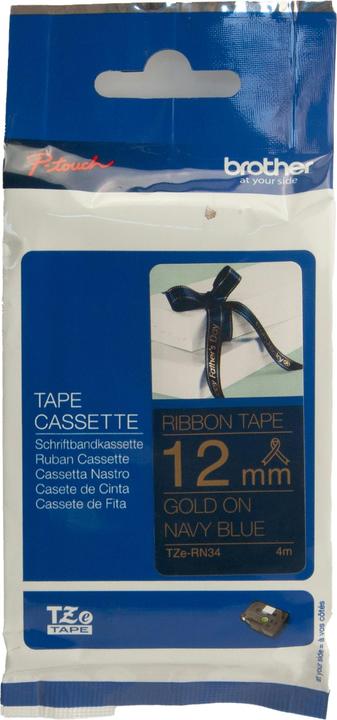 Actual product image Brother TZe-RN34 (1.20 cm, Blue, Gold)