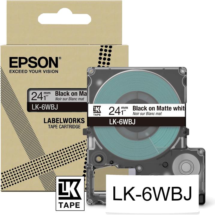 Actual product image Epson Matte White/Black 24mm LK-6WBJ (2.40 cm, White)