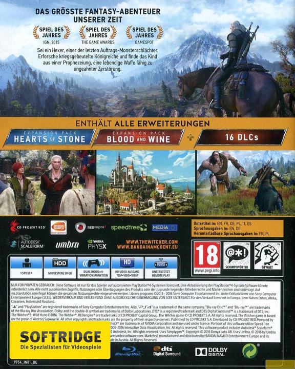 Actual product image Bandai Namco The Witcher 3: Wild Hunt - GOTY (PS4, Multilingual)