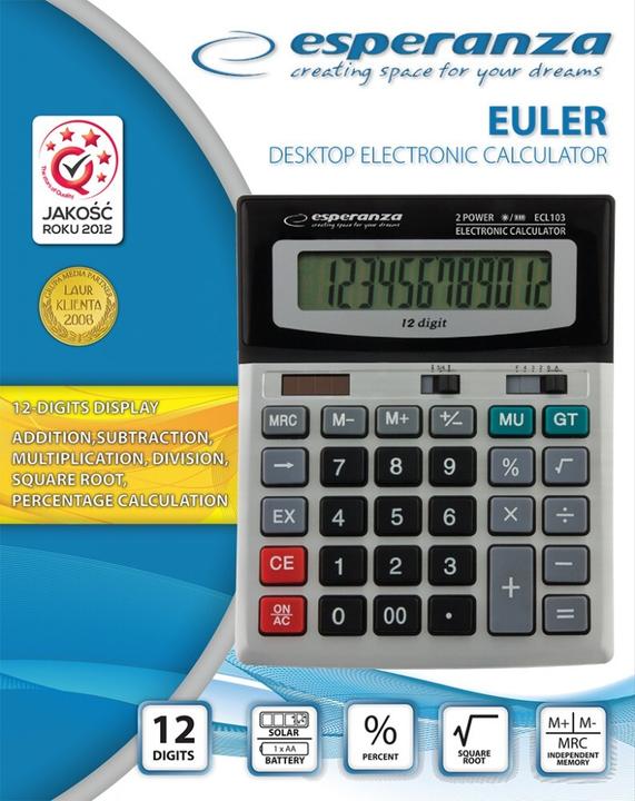 Produktbild Esperanza ECL103 Taschenrechner Desktop Einfacher Taschenrechner (Batterien, Solarzellen)