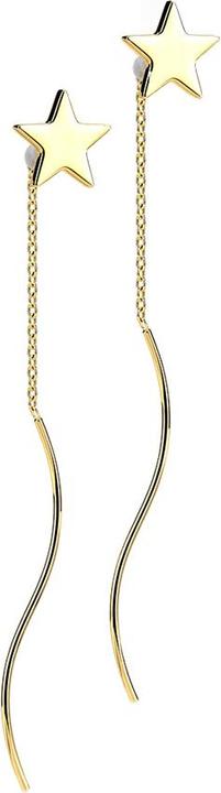 Star Piercing Ohrstecker vergoldet Stern freifallende Kette mit Welle (ohne Messing, Chirurgenstahl 316L)