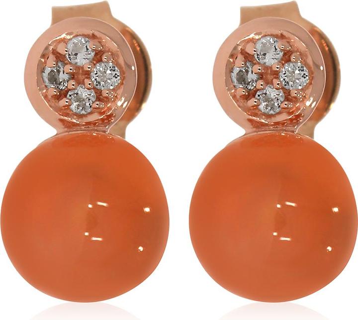 Xen Ohrstecker mit Peach Mondstein und Weisstopas ca. 3,77 ct. rosèvergoldet (925 Sterling Silber)