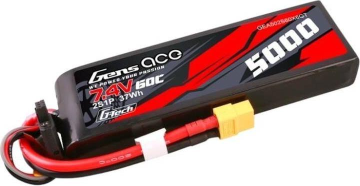 Actual product image Gens Ace G-Tech 5000mAh 7.4V 60C 2S1P Lipo PC material case with XT60 Plug (7.40 V, 5000 mAh)