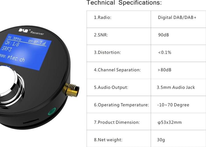 Produktbild P Tec A2 DAB+ Adapter / FM Transmitter