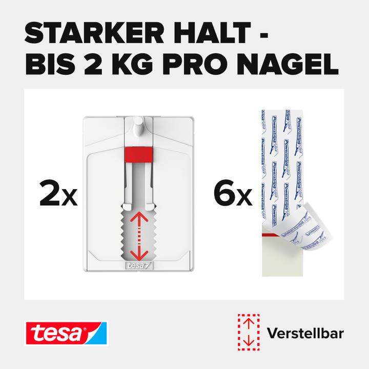 Image du produit tesa Klebehaken Verstellbarer Klebenagel für Tapeten und Putz (en anglais)