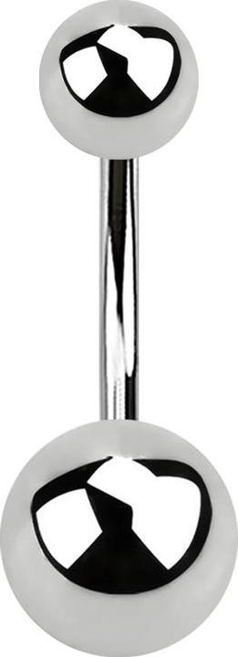 Star Piercing Micro Banane silber mit zwei Kugeln (ohne Messing, Chirurgenstahl 316L)