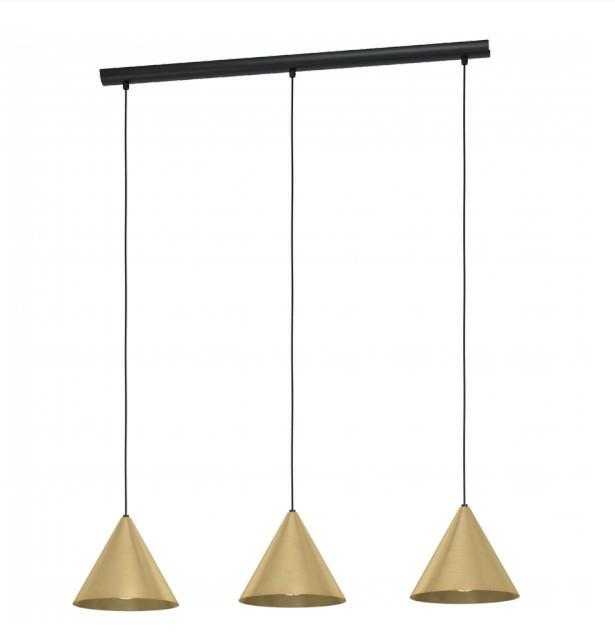 Immagine prodotto EGLO Lampada a sospensione NARICES 3x E27 nero/ottone (E27, 0 lm)
