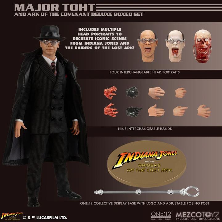 Image du produit Mezco Toys Indiana Jones figurine 1/12 Major Toht and Ark of the Covenant Deluxe Boxed Set 16 cm