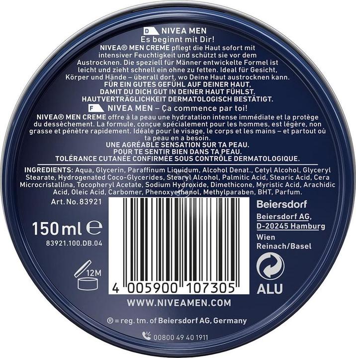 Actual product image NIVEA MEN MEN Creme (150 ml, 24h cream)