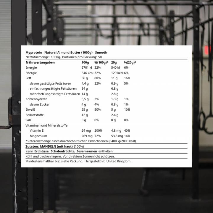 Immagine prodotto MyProtein Burro di mandorle (barattolo da 1000 g) (1000 g)