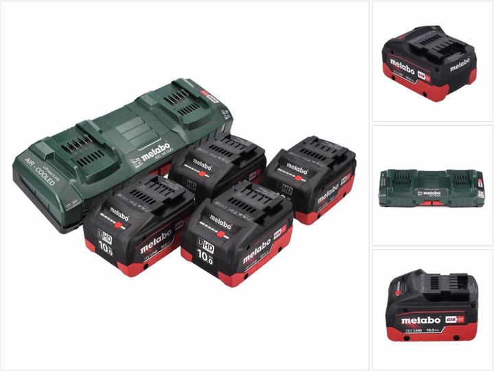 Metabo 18 V Basis Set 4x Akku 10,0 Ah LIHD + ASC 145 DUO Doppelladegerät CAS System (18 V)