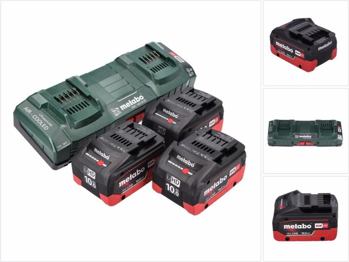 Metabo 18 V Basis Set 3x Akku 10,0 Ah LIHD + ASC 145 DUO Doppelladegerät CAS System (18 V)