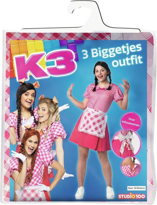 Produktbild K3 Dress Up Kleid für Erwachsene – 3 kleine Schweinchen, Grösse 38 (38)