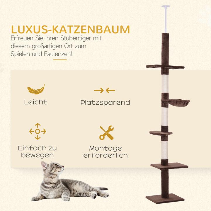 Produktbild PawHut Kratzbaum höhenverstellbar (260 cm, Braun)