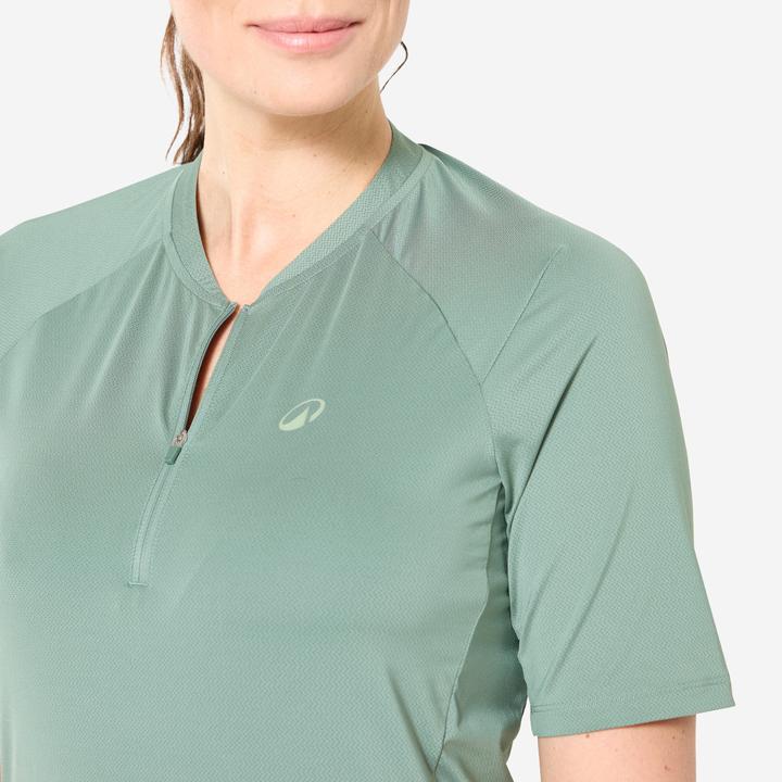 Image du produit Rockrider Maillot vélo manche courte femme cargo, Vert (XS)