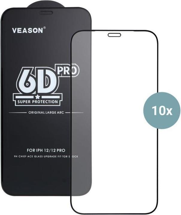 Produktbild Veason Protective glass 6D Pro Glass (SET 10in1) - for Iphone XS Max / 11 Pro Max black (10 Stück, Apple iPhone XS Max)