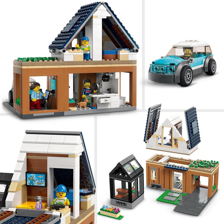 Produktbild LEGO Familienhaus mit Elektroauto (60398, LEGO City)