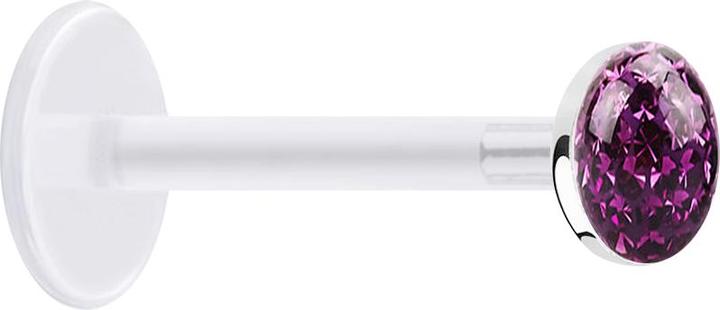 Produktbild Star Piercing Micro Labret transparent mit Kristallscheibe violett Epoxy Schutzschicht (Bioflex, ohne Messing, 925 Sterlingsilber)