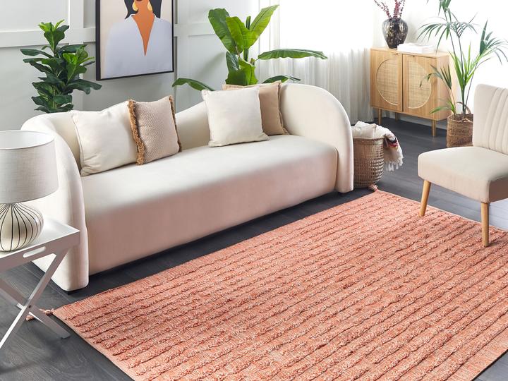 Actual product image Beliani Carpet cotton orange 140 x 200 cm short pile MUGLA (140 x 200 cm)
