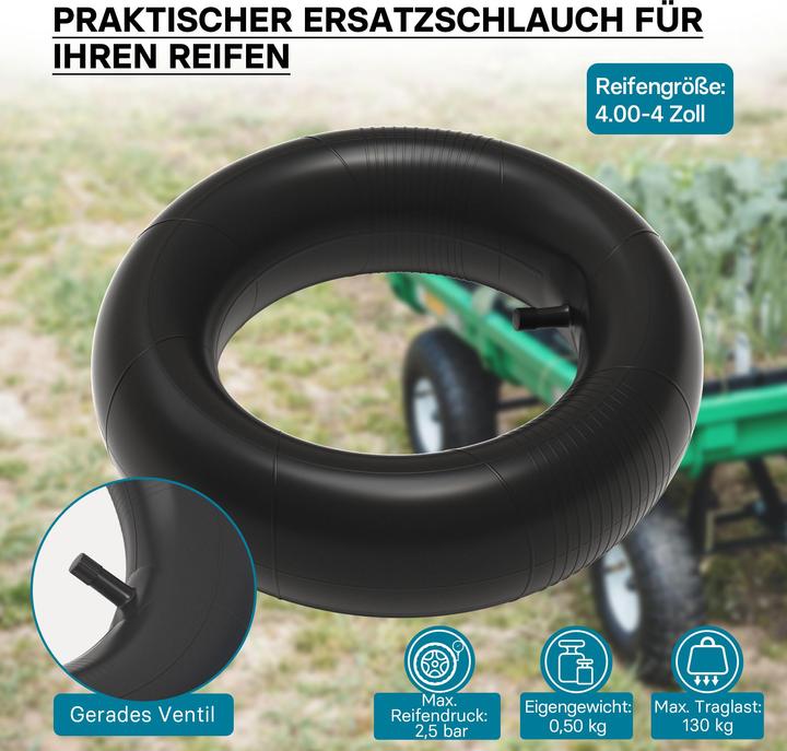 Produktbild Wiltec Schlauch Luftschlauch Rasenmäherreifen 11x4.00-4 Ventil gerade Rad (Rasenmäher, Gartenmaschinen Ersatzteile)