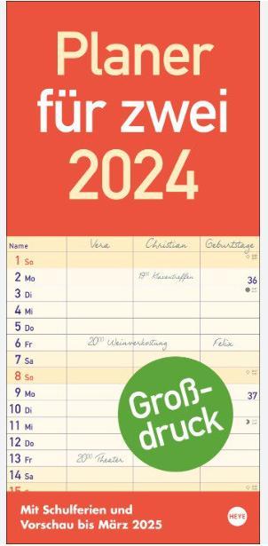 Produktbild Grossdruck Planer für zwei 2024 (21 x 45 cm, Deutsch)