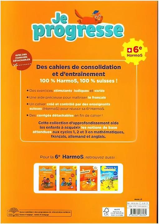 Image du produit Je progresse 6ème harmoS français : Nouvelle édition 2021 soutien cycle 2 (Français, Dalla Riva Sabina, Knébel Martine, 2021)