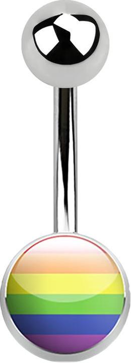 Star Piercing Banane silber mit Regenbogenfarben (Chirurgenstahl 316L, ohne Messing)