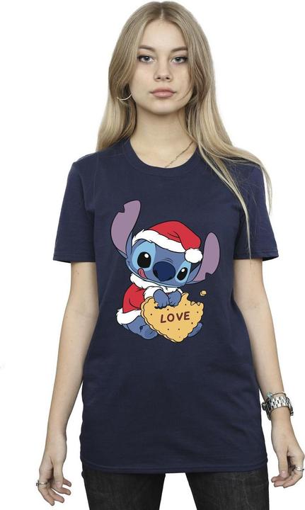 Disney Lilo And Stitch Christmas Love Biscuit TShirt (S)