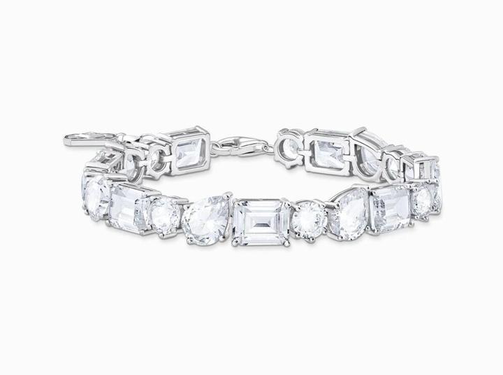 Immagine prodotto Thomas Sabo Bracciale tennis con pietre bianche a tre tagli in argento (19 cm, Argento)