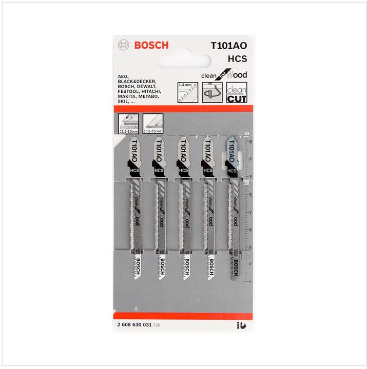 Produktbild Bosch Professional Zubehör Stichsägeblatt T 101 AO Clean for Wood, 5er-Pack
