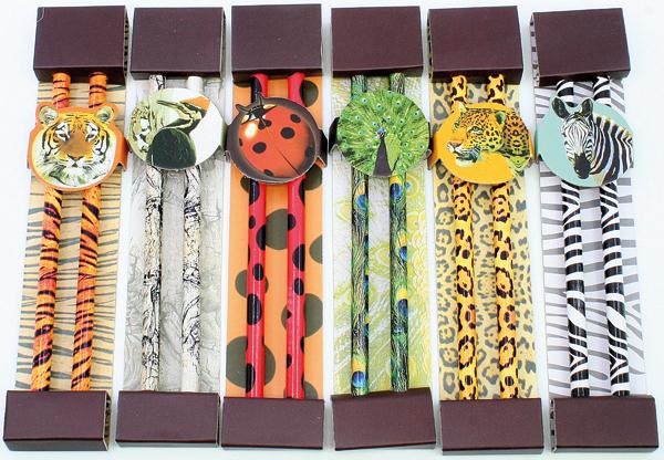 Image du produit Crayons 2 motifs animaux 17cm en présentoir assorti (2 x)